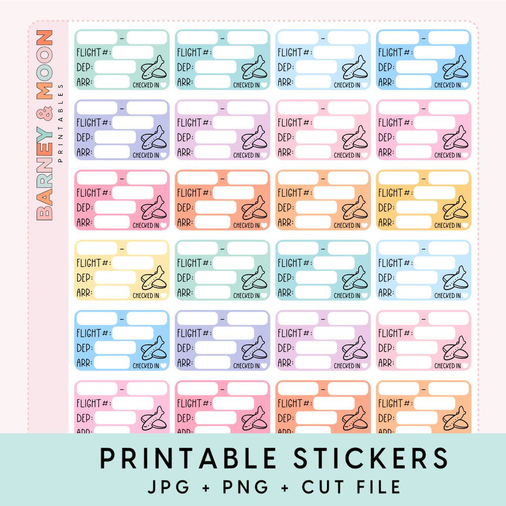 printable planner stickers for travel flight information box