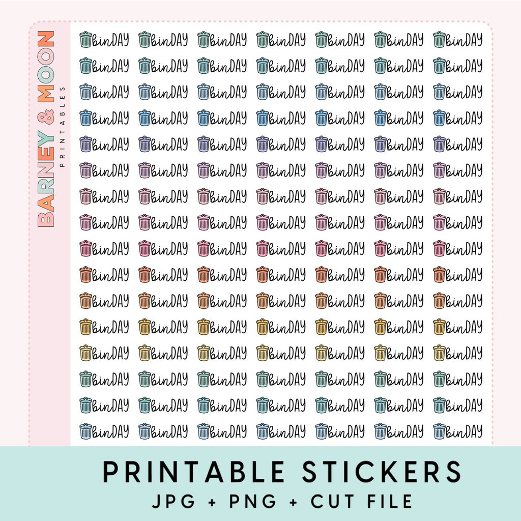 bin day reminder scripts printable planner stickers