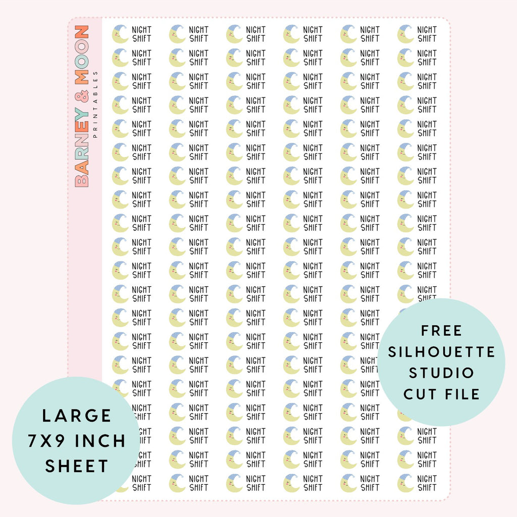 night shift work labels printable planner stickers