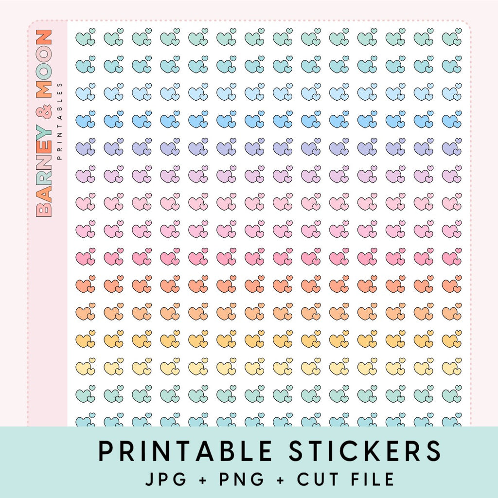 mini heart icons printable planner stickers