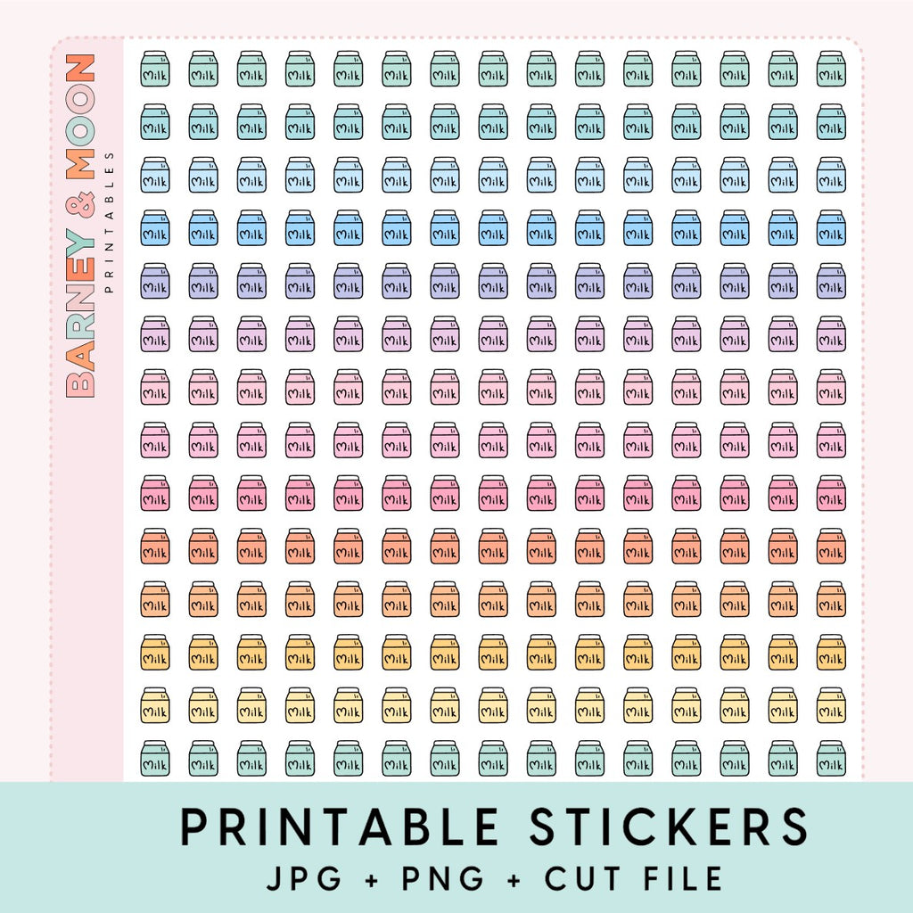 mini milk grocery icons printable planner stickers