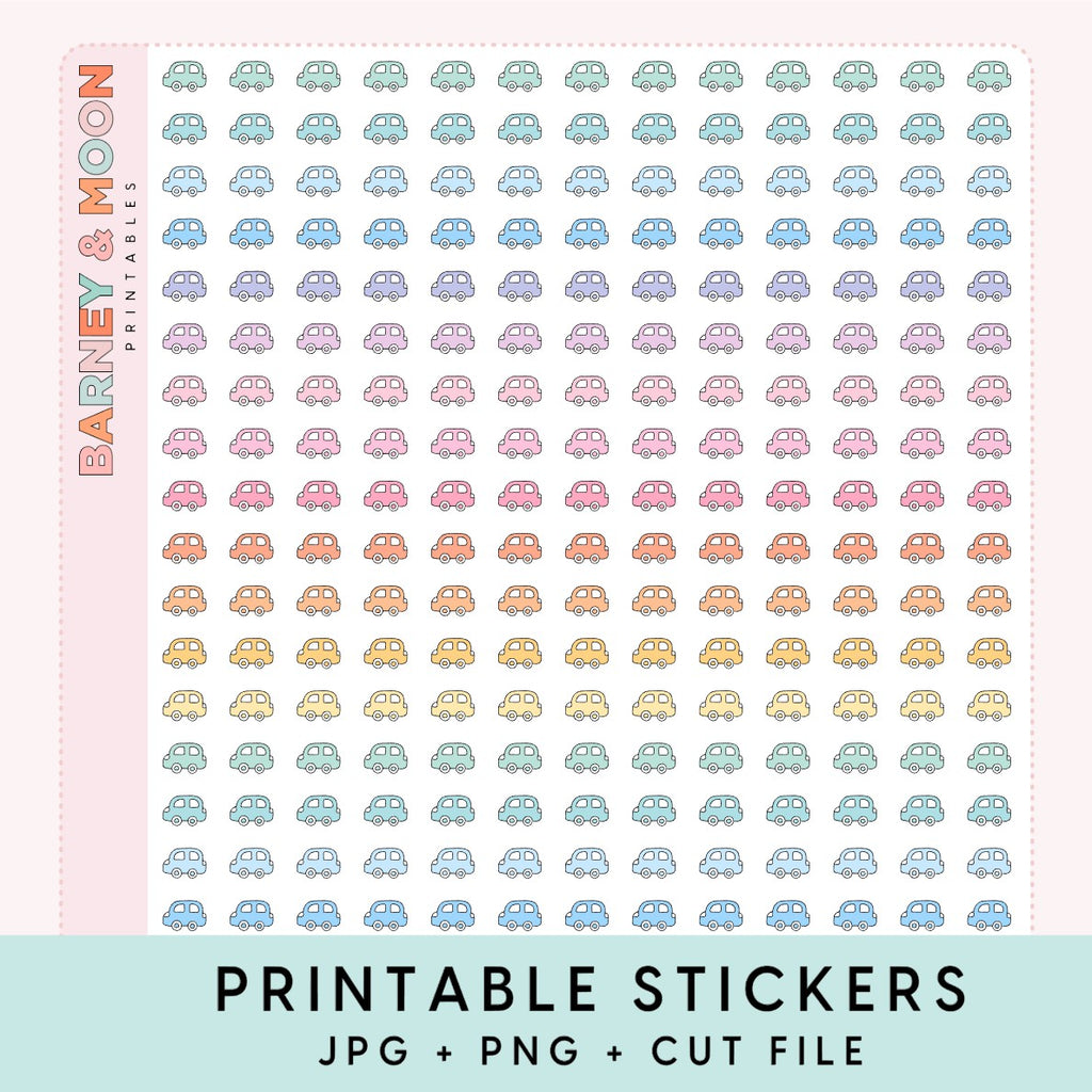 mini car icons printable planner stickers