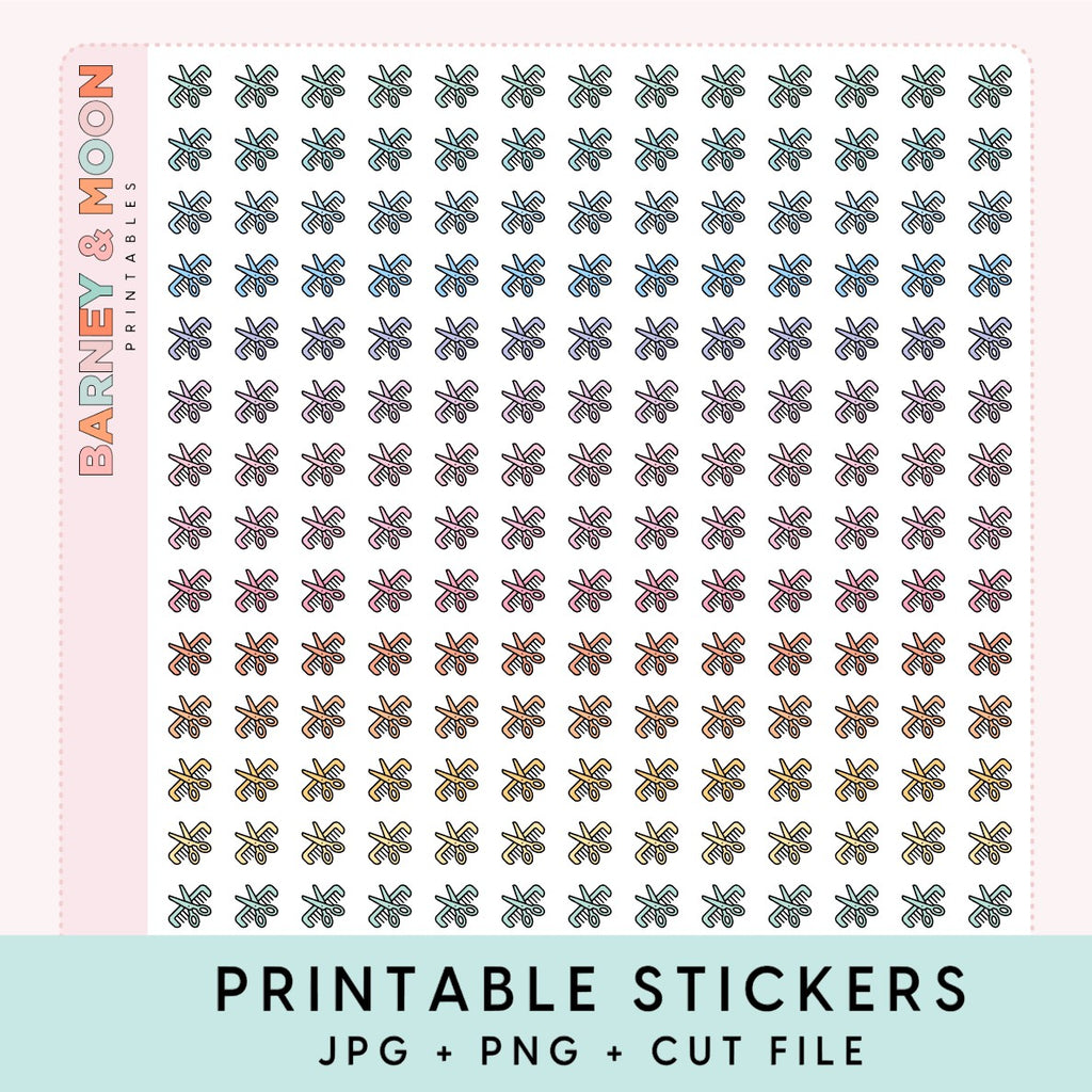 mini haircut icons printable planner stickers