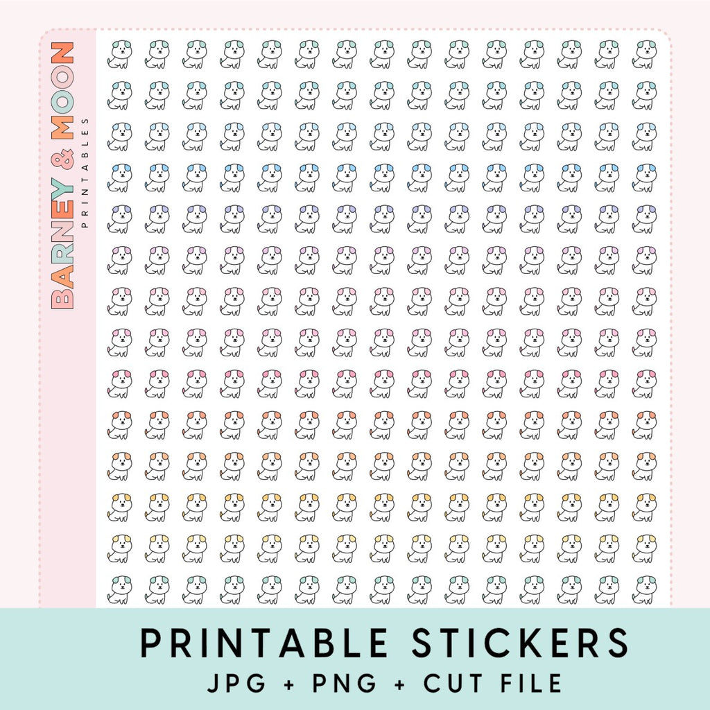 mini dog icons printable planner stickers