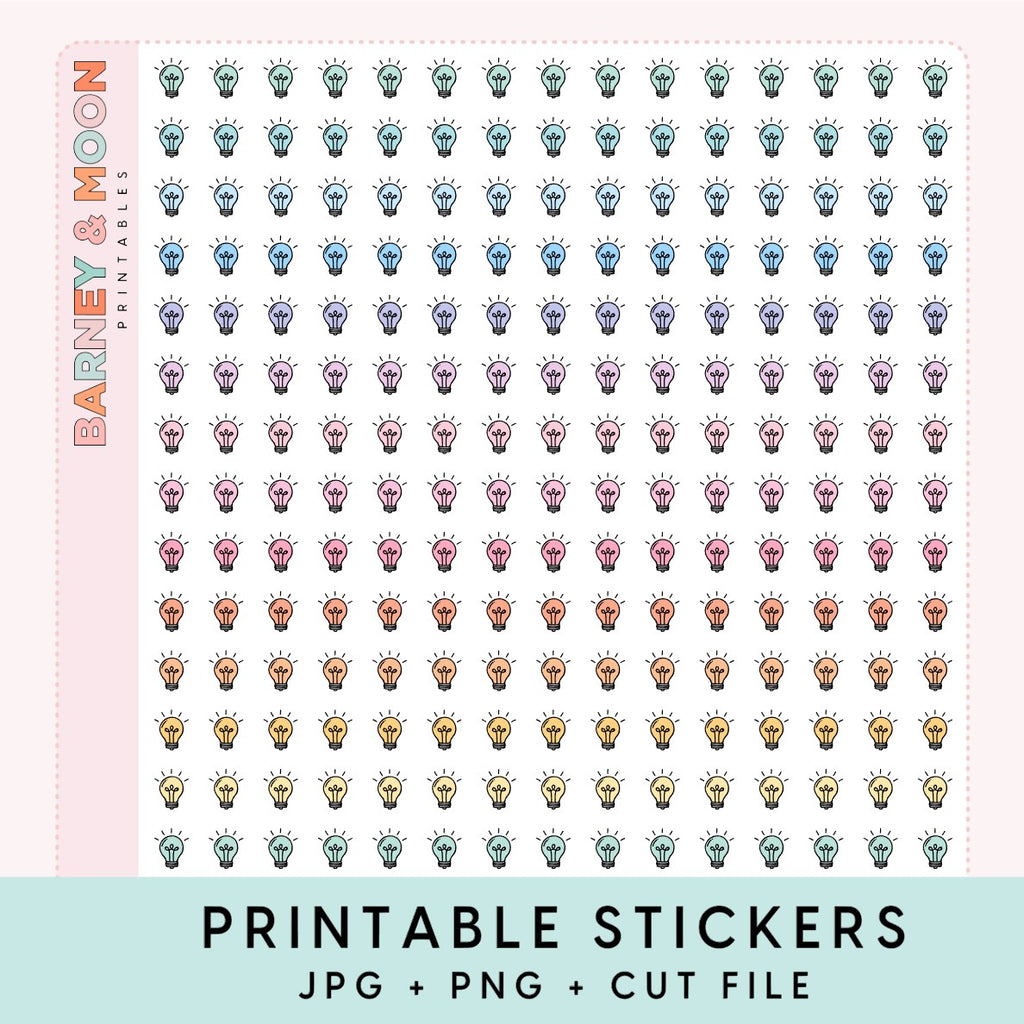 mini lightbulb reminder icons printable planner stickers