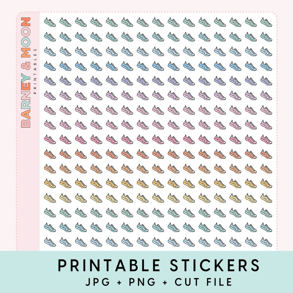 mini running shoe exercise icons printable planner stickers