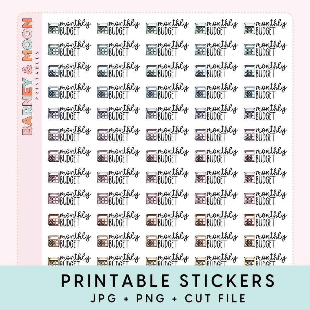 monthly budget printable planner stickers