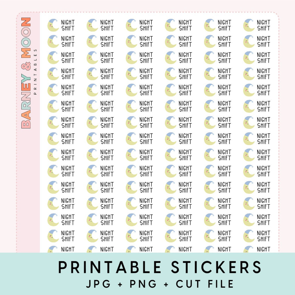 night shift work labels printable planner stickers