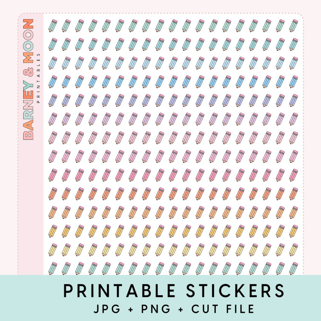 mini pencil school icons printable planner stickers