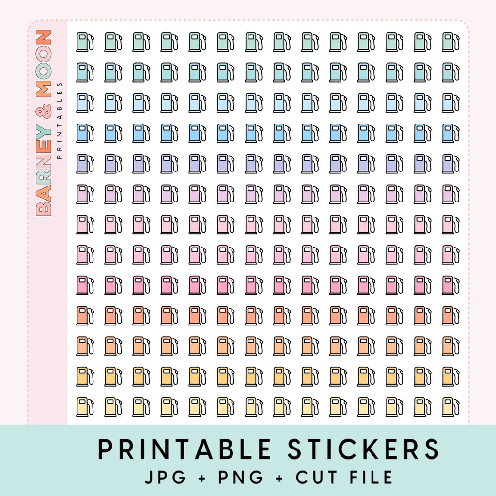 mini petrol gas icons printable planner stickers