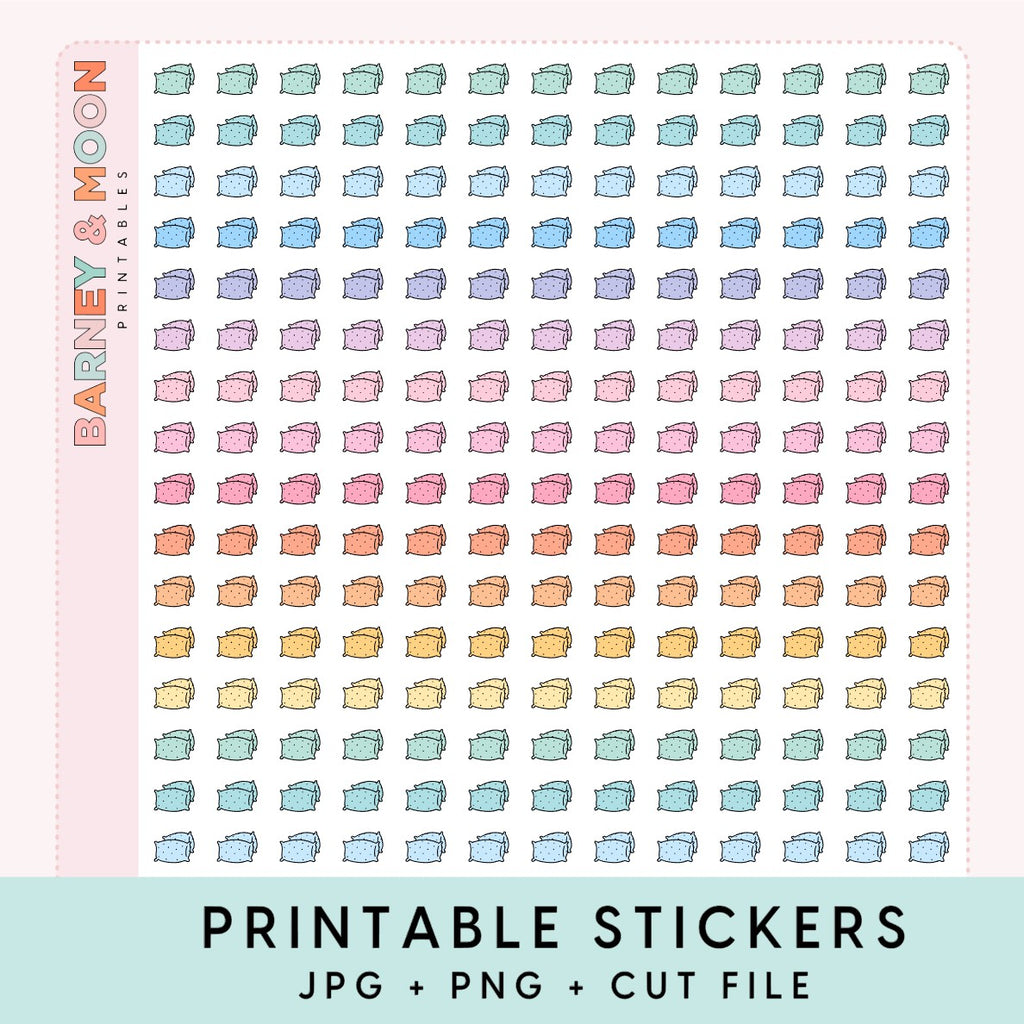 mini pillow sleep in icons printable planner stickers