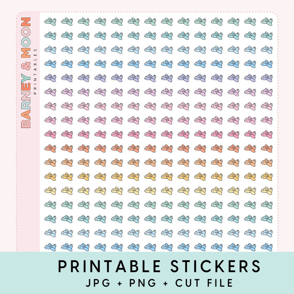 mini plane travel icons printable planner stickers