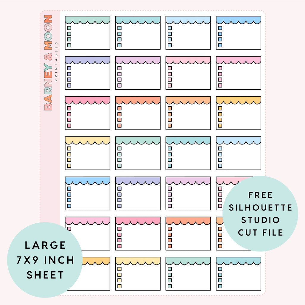 printable planner stickers scallop checklist sticker for planning