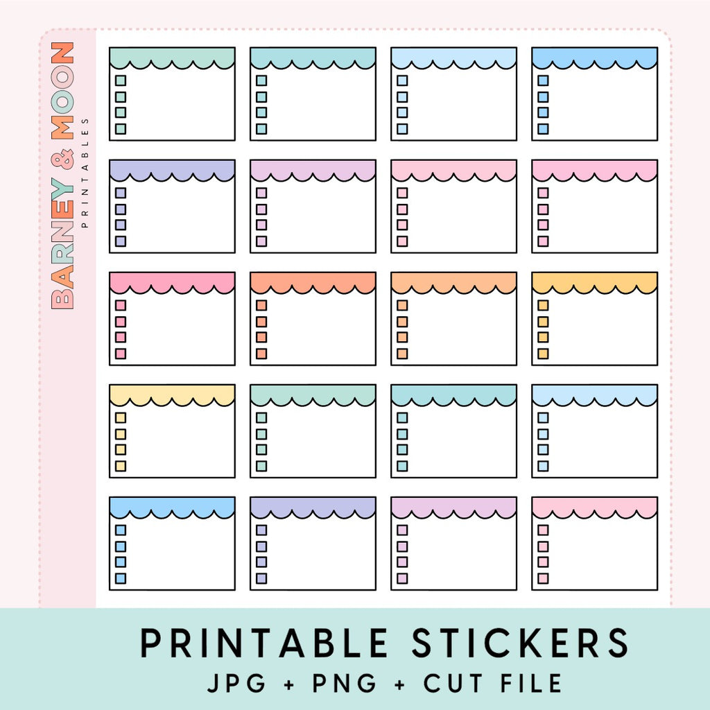 printable planner stickers scallop checklist sticker for planning