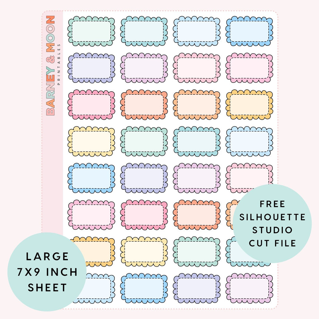 printable planner stickers scallop half box for planning