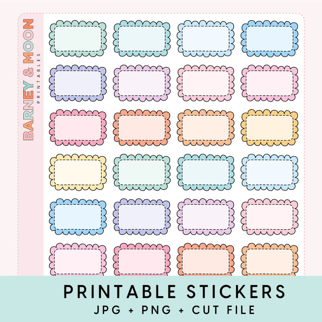 printable planner stickers scallop half box for planning