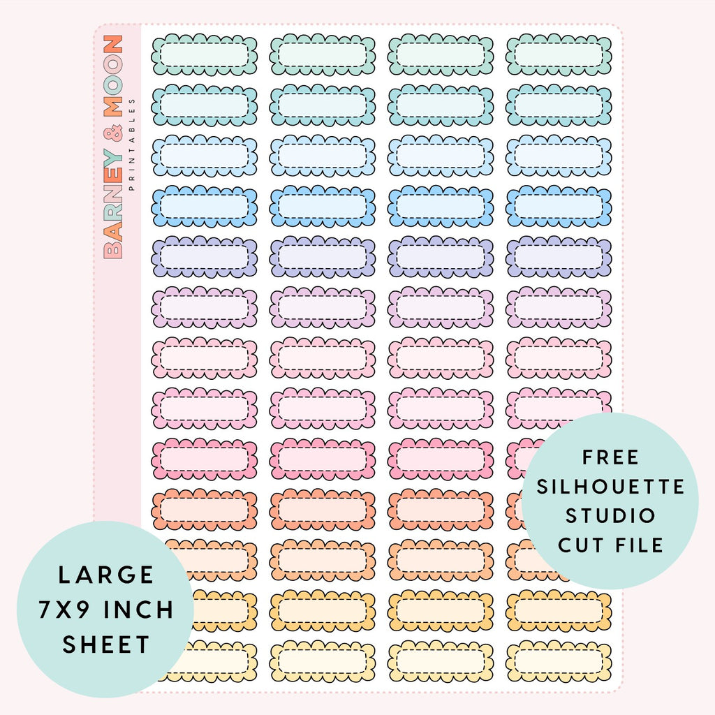 printable planner stickers scallop quarter box for planning