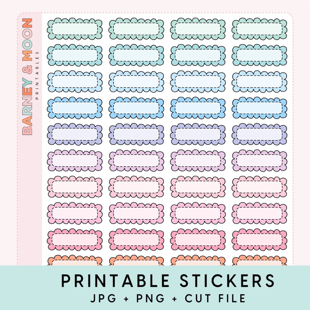 printable planner stickers scallop quarter box for planning