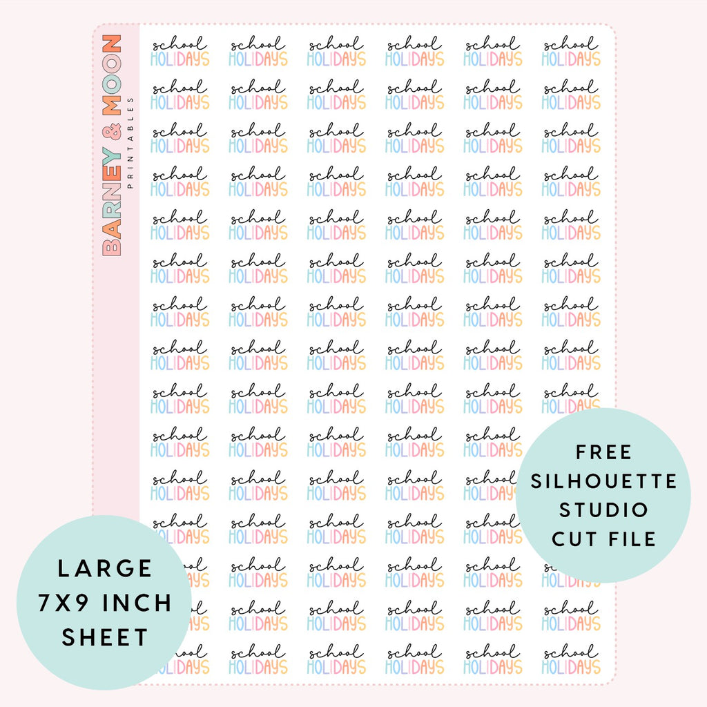 printable planner stickers school holidays