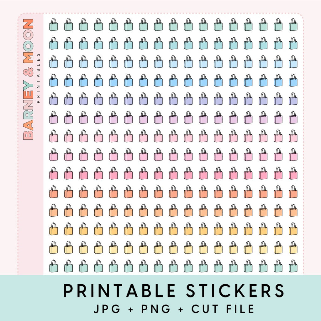 mini shopping bag icons printable planner stickers