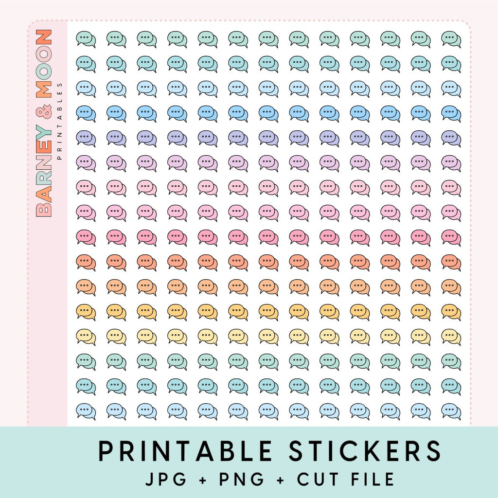 mini text bubble icons printable planner stickers