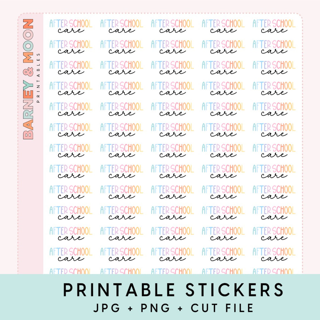 printable planner stickers after school care