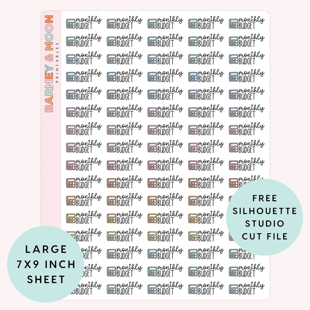 monthly budget printable planner stickers