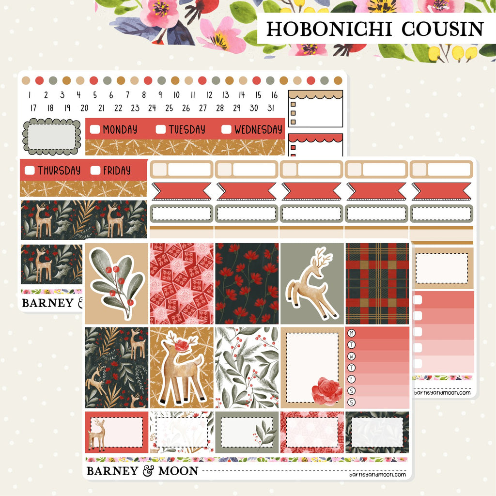 Christmas themed weekly planner sticker kit for Hobonichi Cousin planners