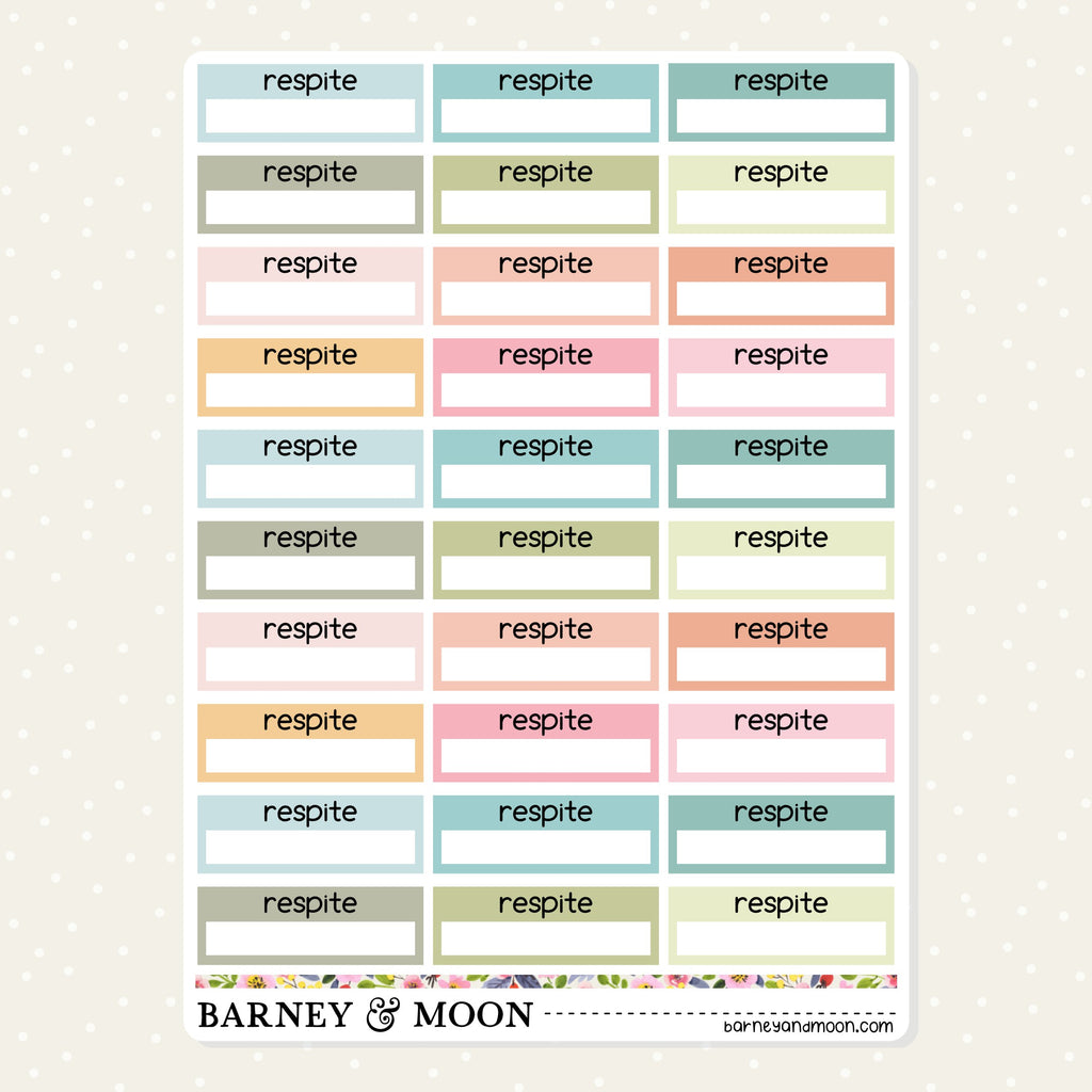 NDIS planner stickers for marking respite time in your planner