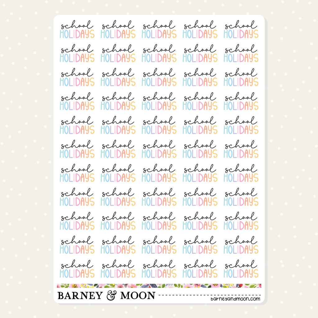 school holiday planner stickers