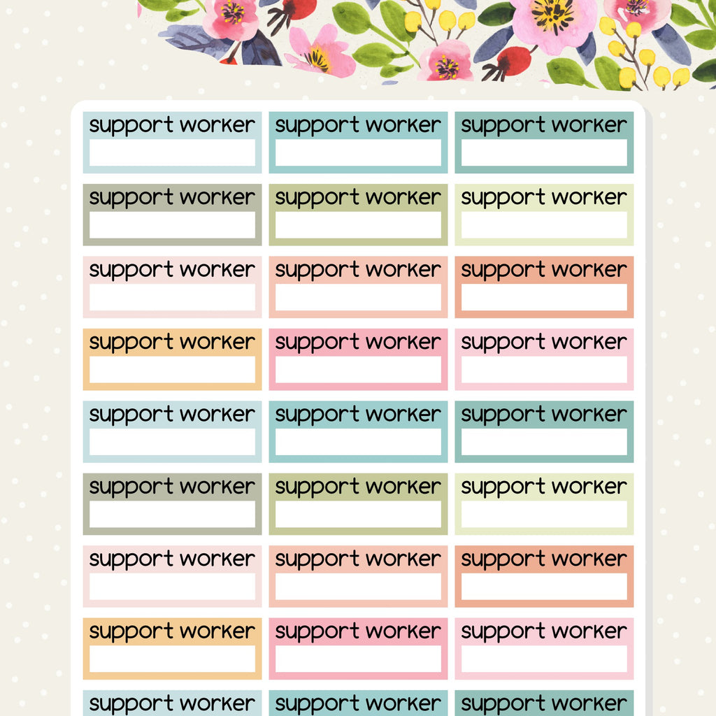 NDIS planner stickers for tracking time with your support worker