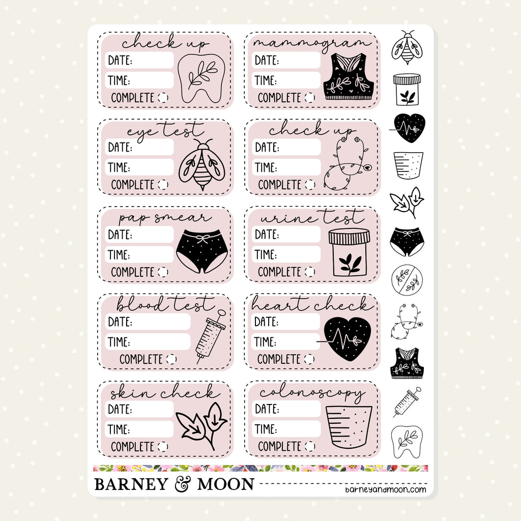 women's health check appointment planner stickers australia